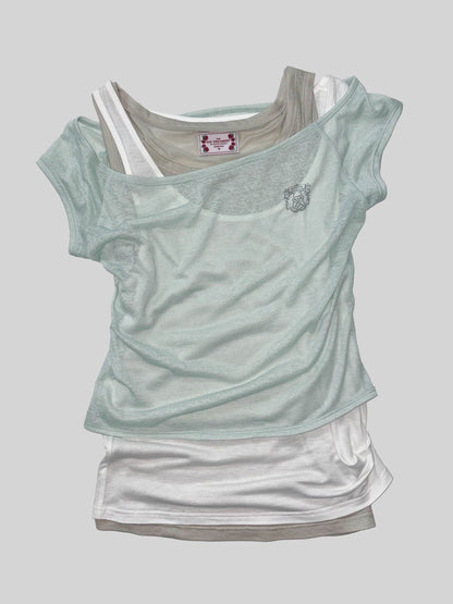 LAZY SLEEVELESS LAYERED TEE MINT