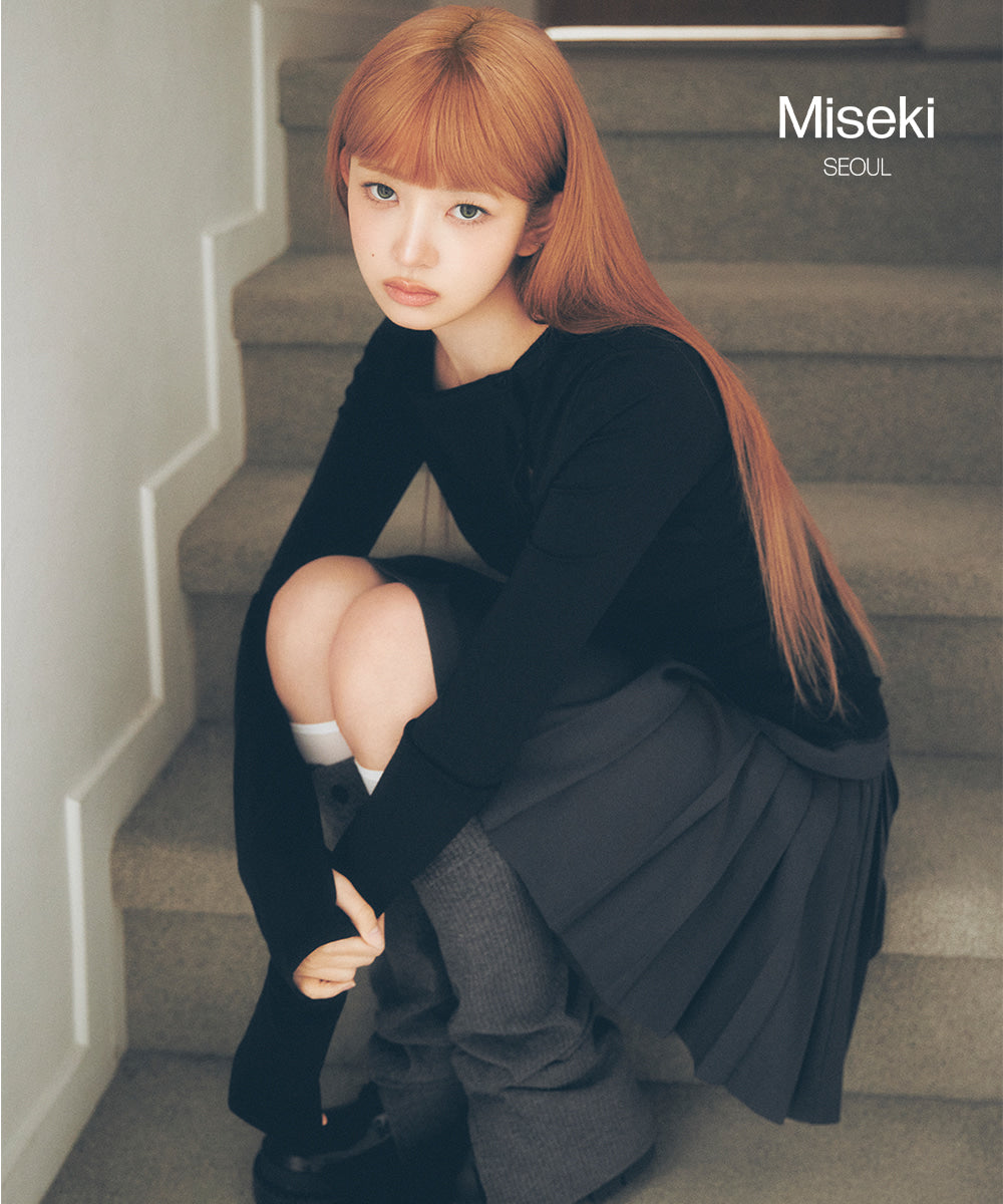 BUTTON SLIT LEG WARMER CHARCOAL
