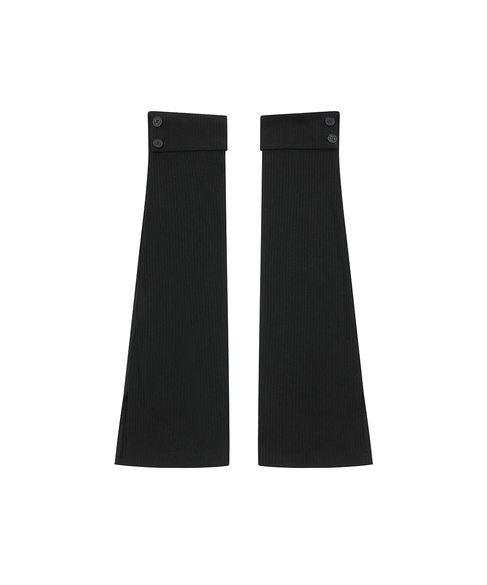 BUTTON SLIT LEG WARMER BLACK