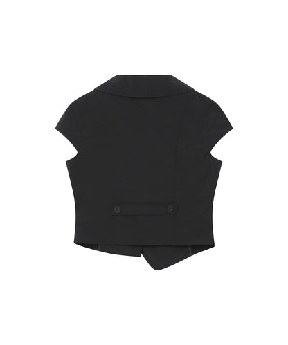 CROP ROUND COLLAR JACKET BLACK