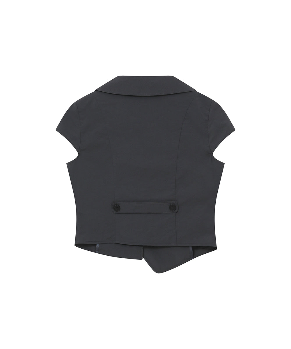 CROP ROUND COLLAR JACKET CHARCOAL