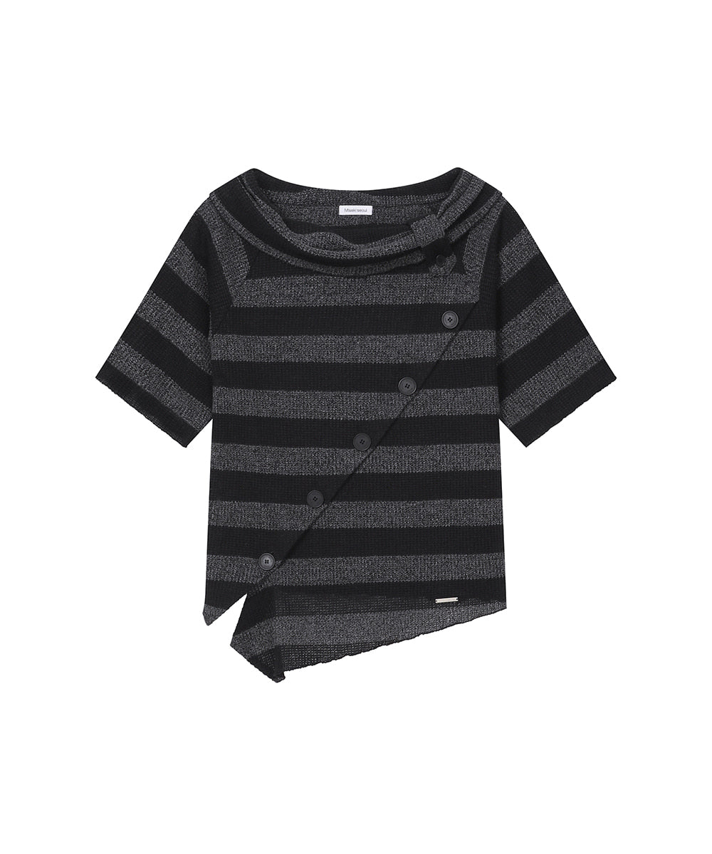 DIAGONAL CROCHET KNIT TOP STRIPE