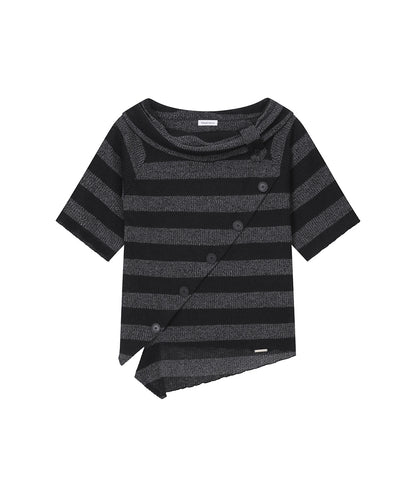 DIAGONAL CROCHET KNIT TOP STRIPE