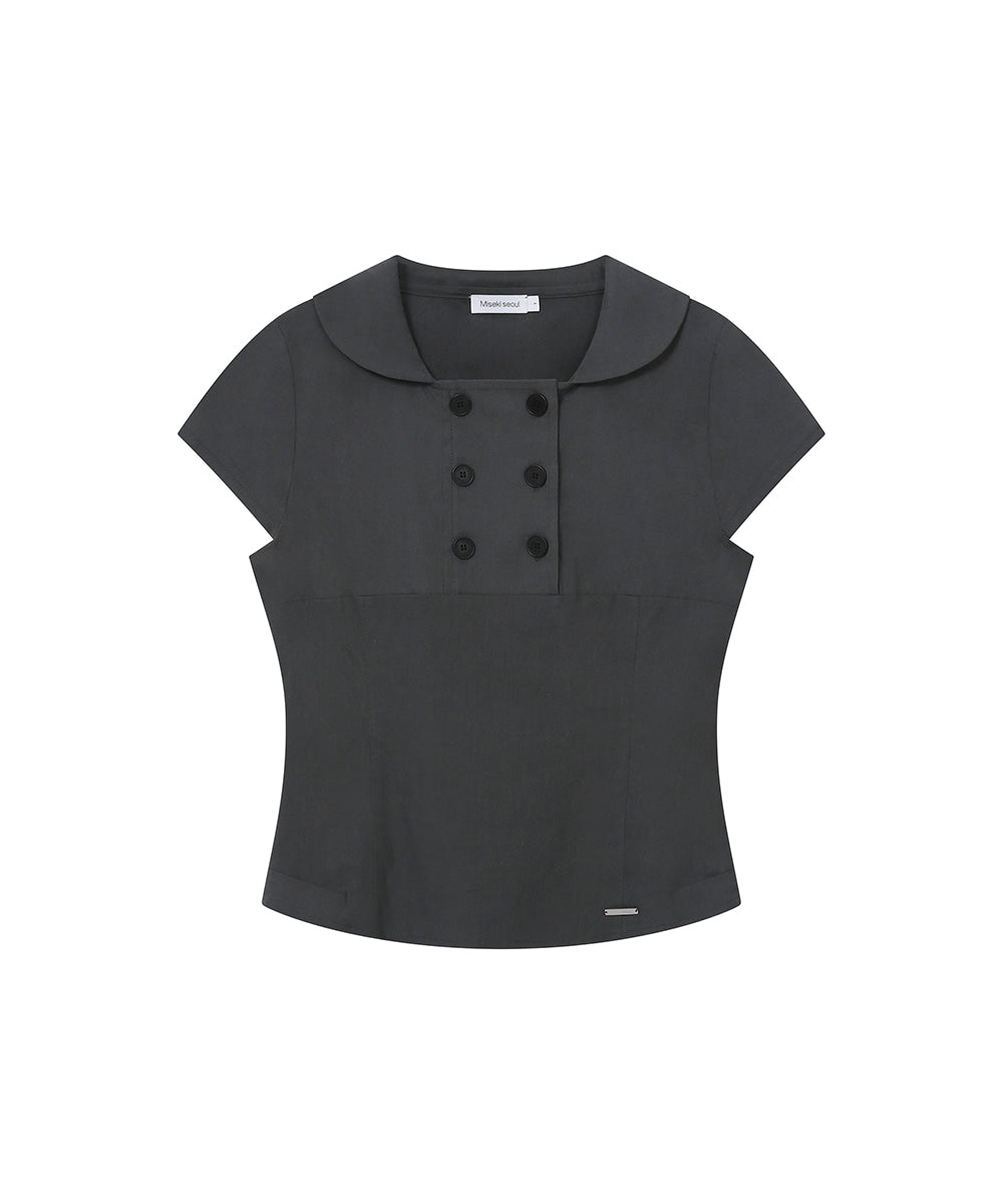DOUBLE BUTTON SHIRTS TOP CHARCOAL