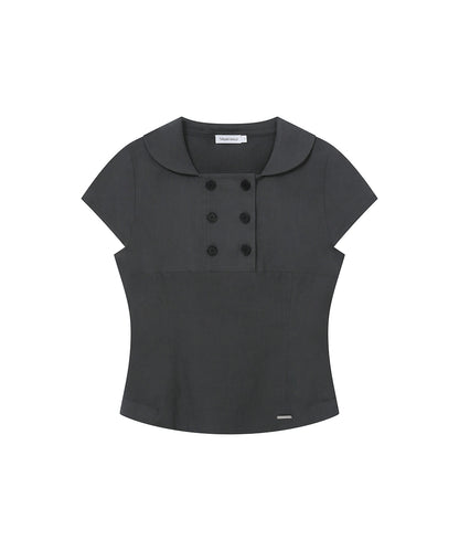 DOUBLE BUTTON SHIRTS TOP CHARCOAL
