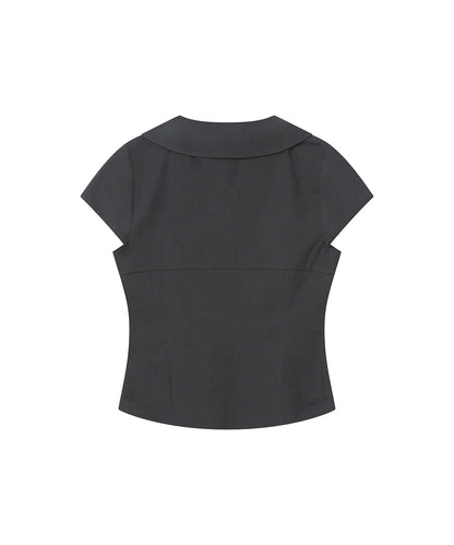 DOUBLE BUTTON SHIRTS TOP CHARCOAL