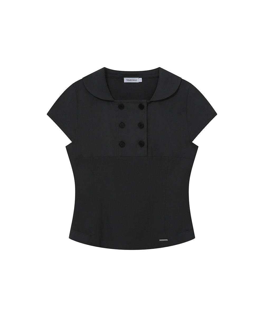 DOUBLE BUTTON SHIRTS TOP BLACK