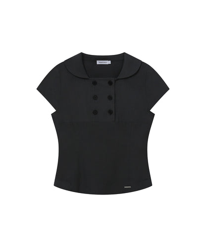 DOUBLE BUTTON SHIRTS TOP BLACK