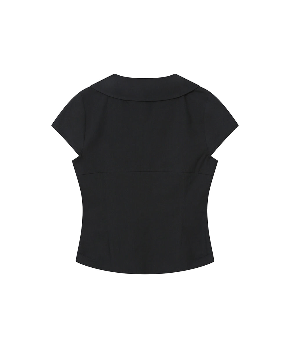 DOUBLE BUTTON SHIRTS TOP BLACK