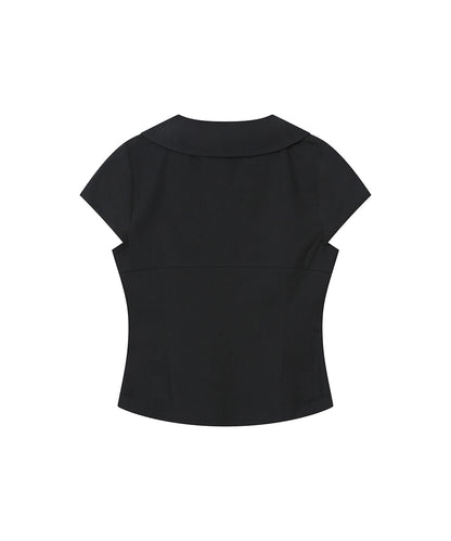 DOUBLE BUTTON SHIRTS TOP BLACK