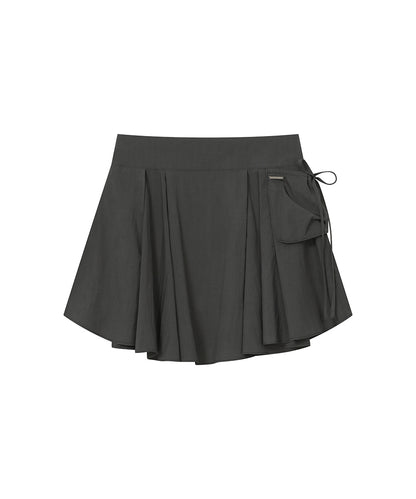 DRAPED SIDE POCKET MIDI SKIRT CHARCOAL