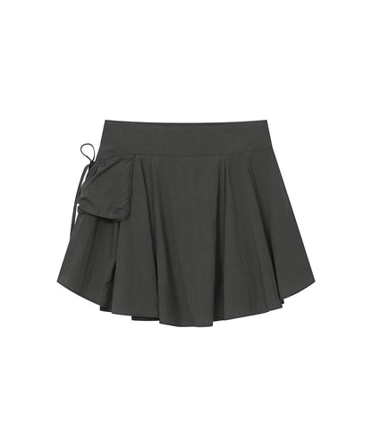 DRAPED SIDE POCKET MIDI SKIRT CHARCOAL