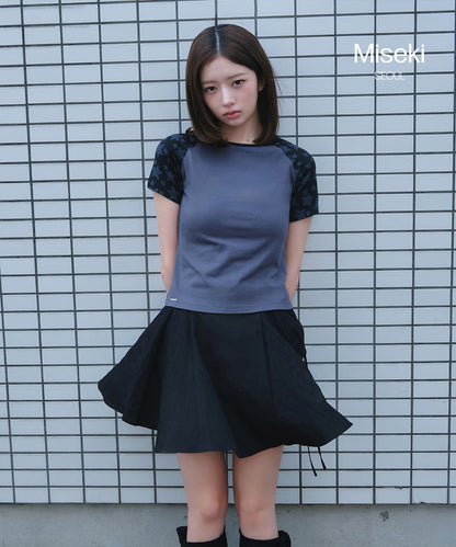 DRAPED SIDE POCKET MIDI SKIRT BLACK