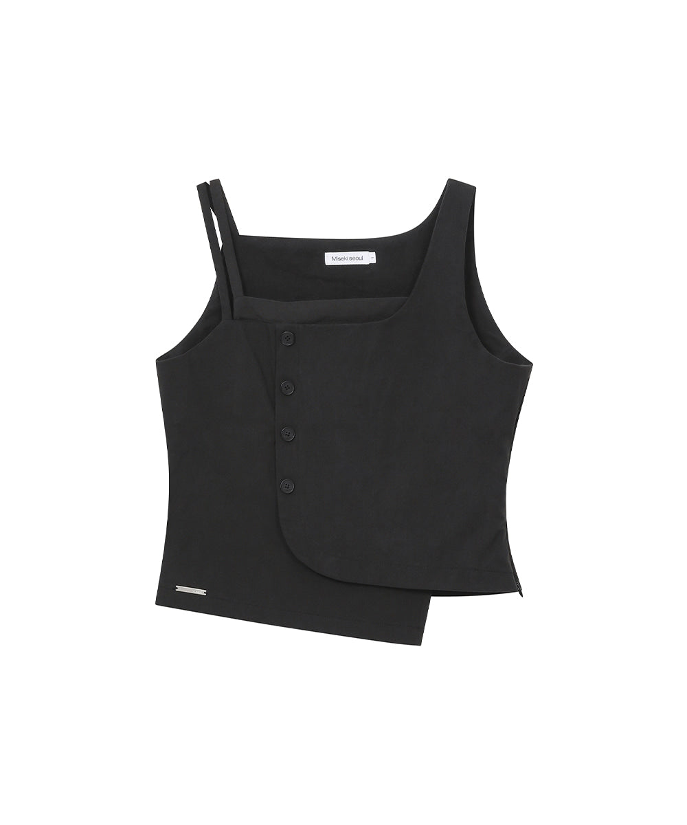 LAYERED BUTTON SLEEVELESS TOP BLACK