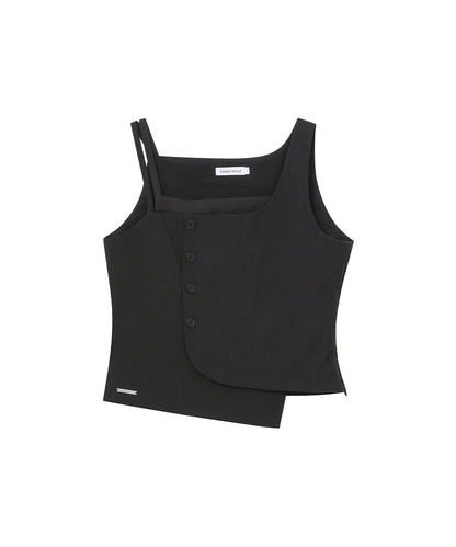 LAYERED BUTTON SLEEVELESS TOP BLACK