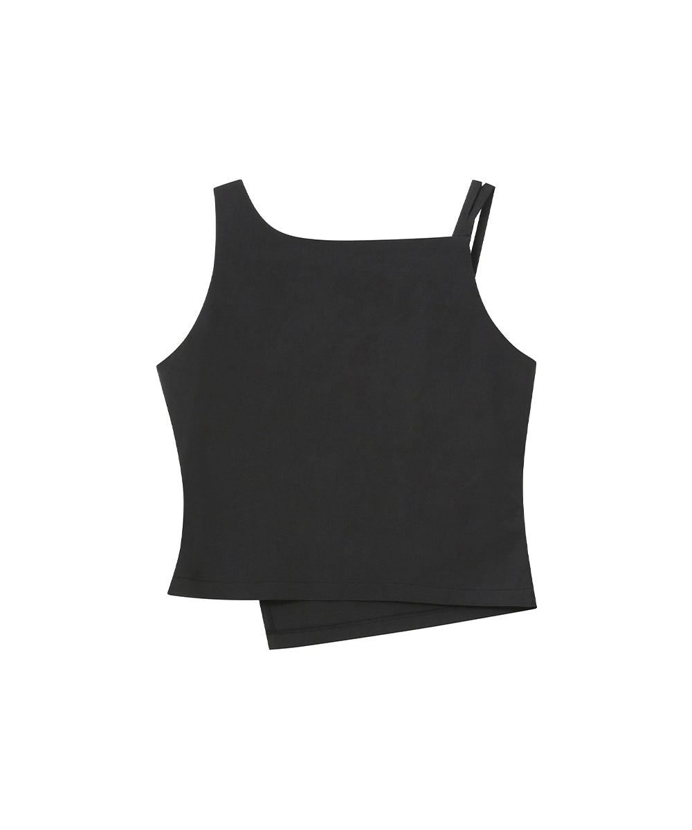 LAYERED BUTTON SLEEVELESS TOP BLACK