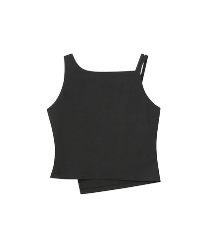 LAYERED BUTTON SLEEVELESS TOP BLACK