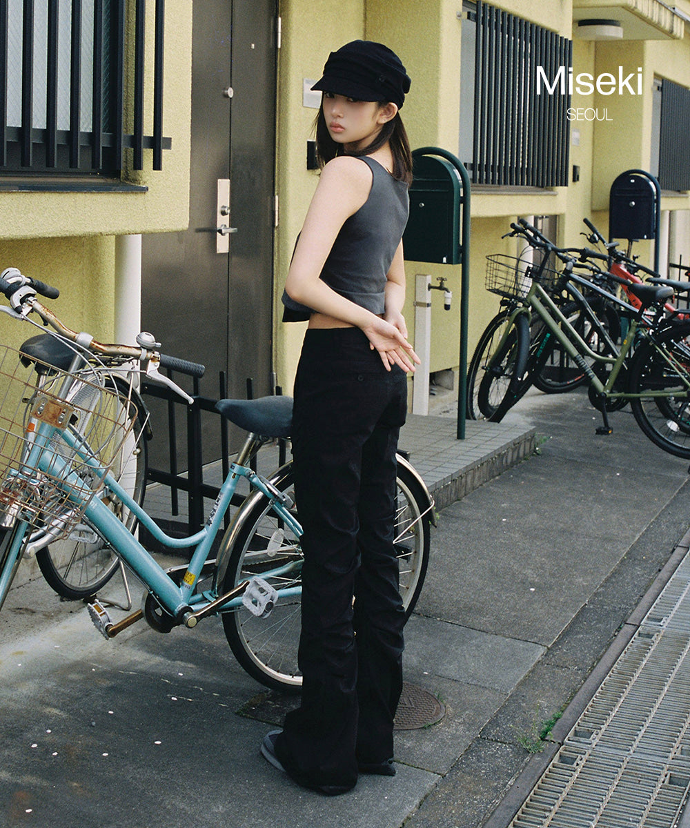 LAYERED BUTTON SLEEVELESS TOP BLACK