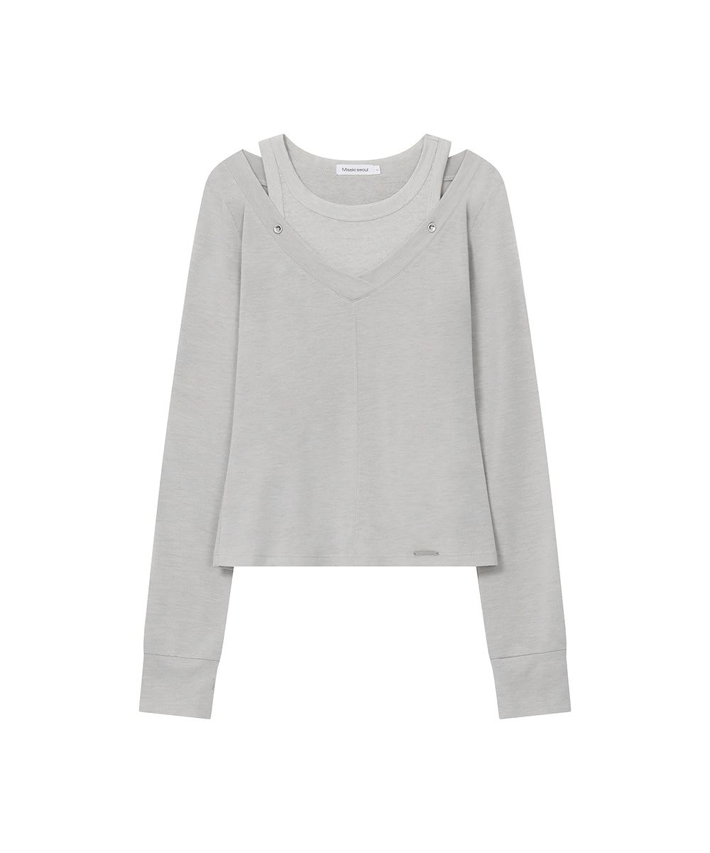 LAYERED LINE SHEER LONG SLEEVE GREY