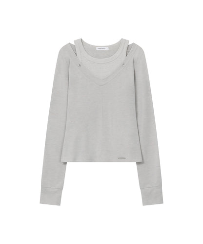 LAYERED LINE SHEER LONG SLEEVE GREY