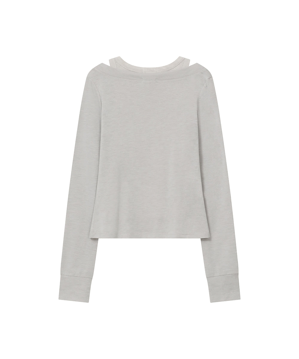 LAYERED LINE SHEER LONG SLEEVE GREY
