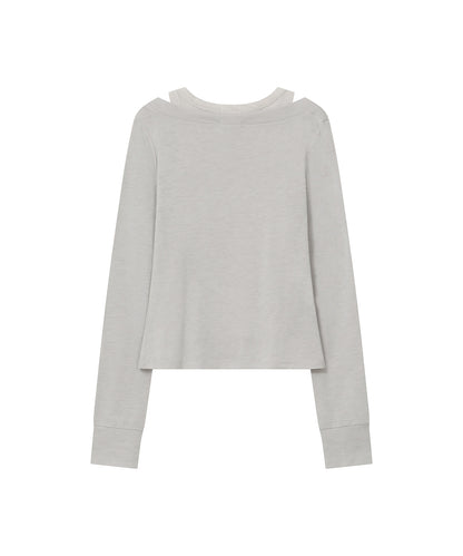 LAYERED LINE SHEER LONG SLEEVE GREY