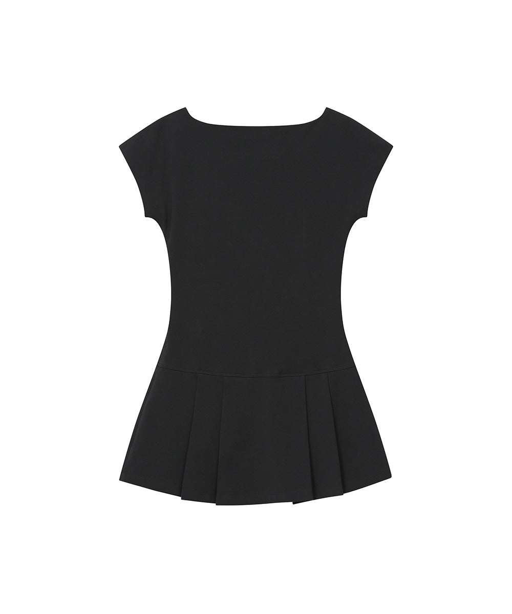 PLEATS BUTTON MINI ONE PIECE BLACK