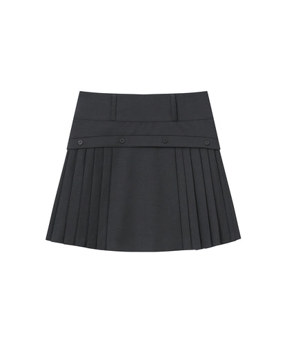 SIDE PLEATS LINE MIDI SKIRT CHARCOAL