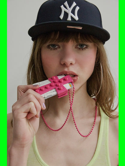 CROSS STUD STRAP WALLET HOT PINK