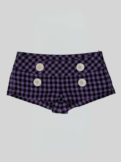 NEW EMO GINGHAM MICRO SHORTS PURPLE