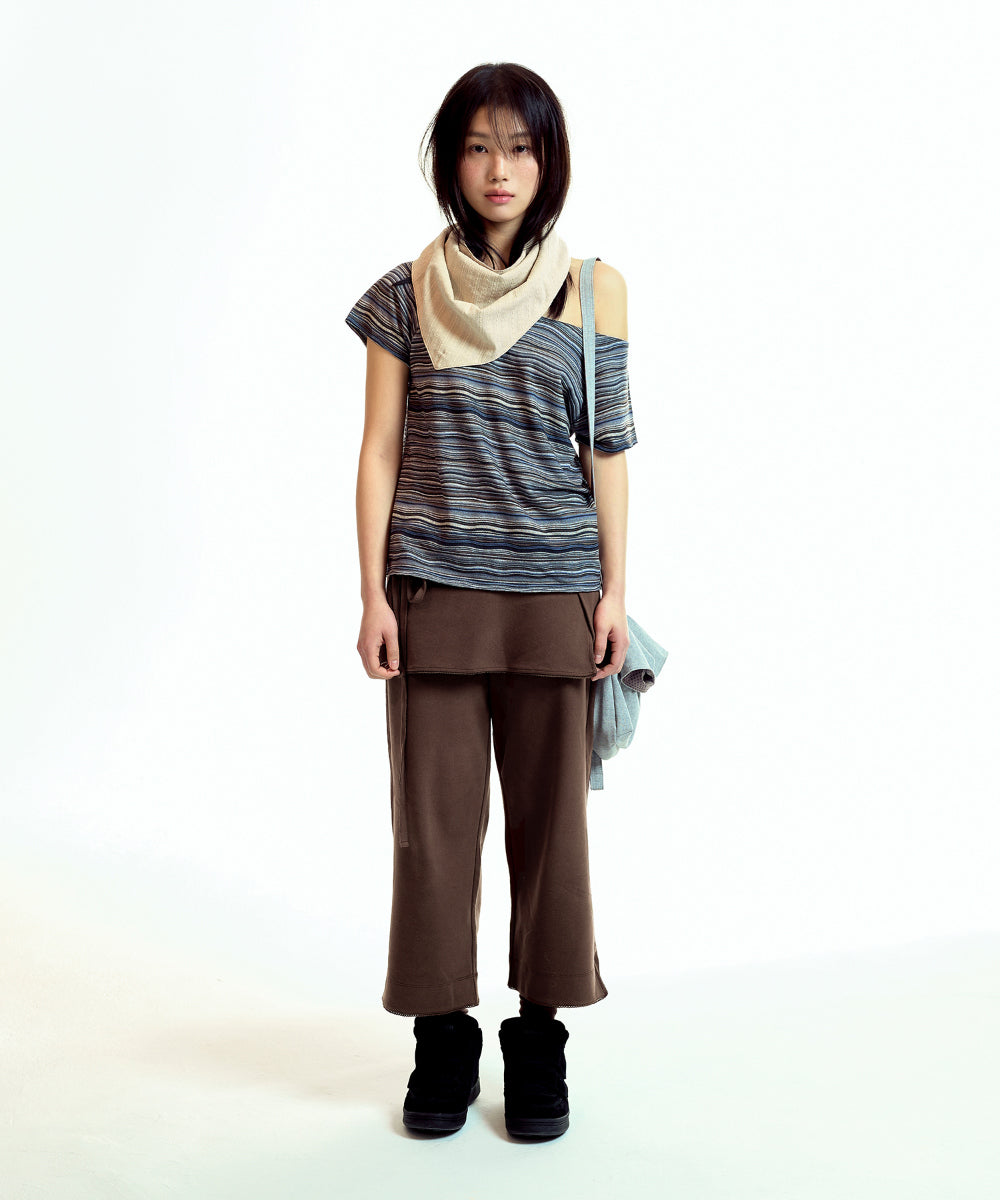 SOFT CROPPED SKIRT PANTS BROWN