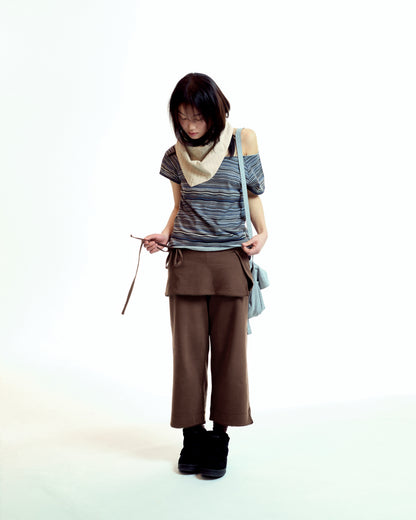 SOFT CROPPED SKIRT PANTS BROWN