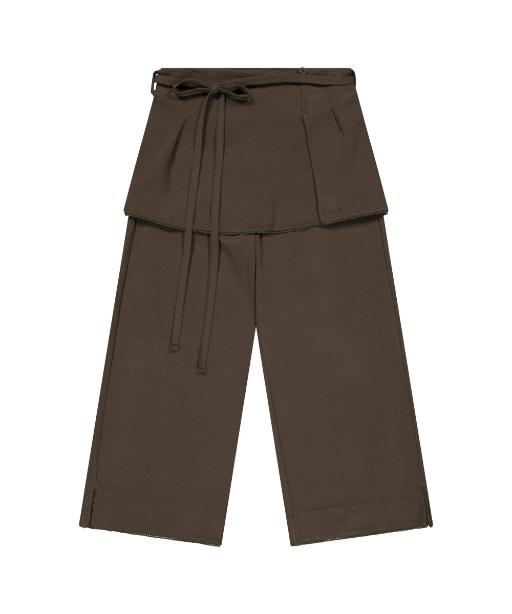 SOFT CROPPED SKIRT PANTS BROWN