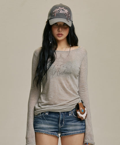 STAR WING SHEER LONG SLEEVE GREY