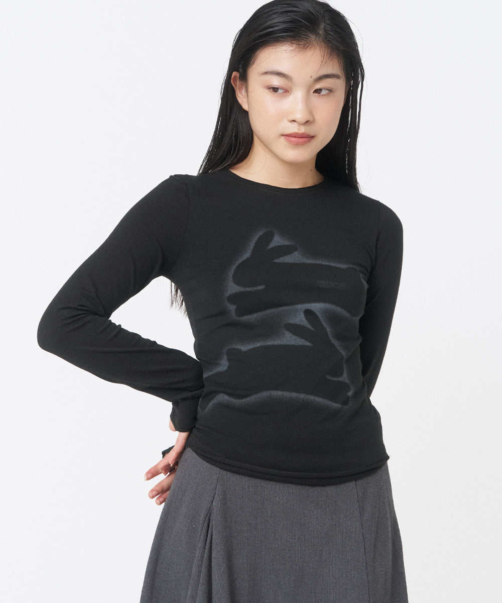 TWIN RABBIT LONG SLEEVES BLACK