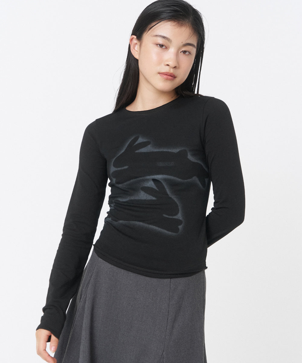 TWIN RABBIT LONG SLEEVES BLACK