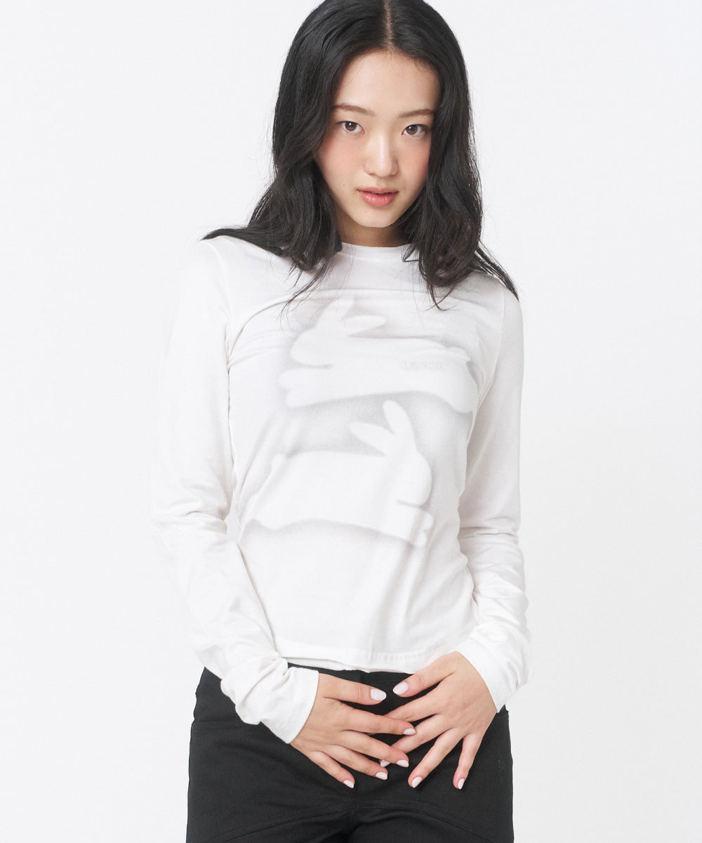 TWIN RABBIT LONG SLEEVES WHITE