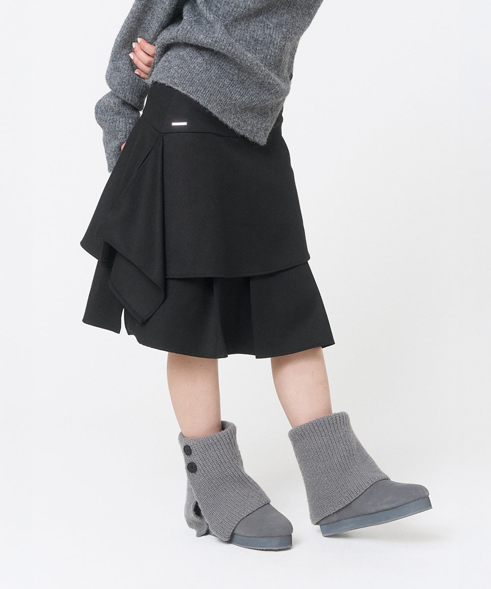 SEI LAYERED MIDI SKIRT BLACK