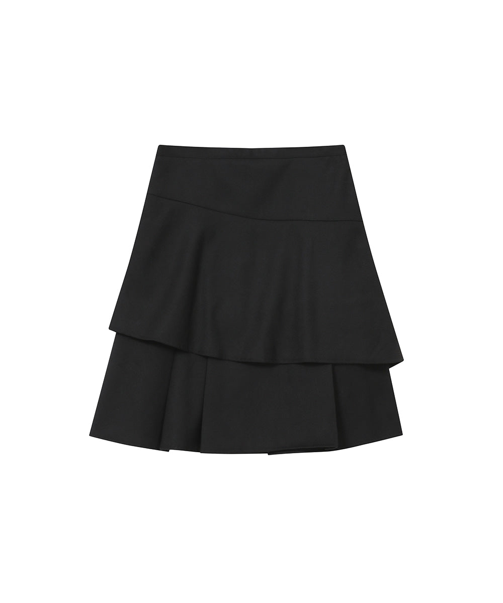 SEI LAYERED MIDI SKIRT BLACK