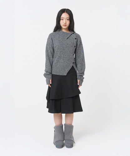 SEI LAYERED MIDI SKIRT BLACK