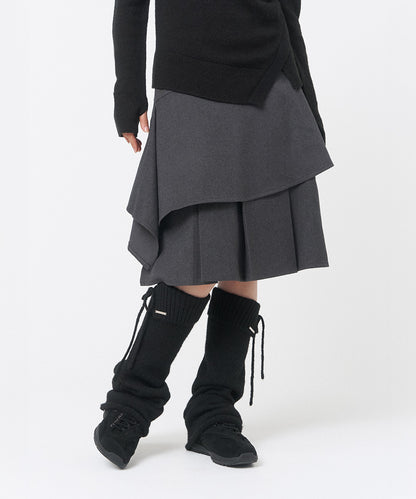 SEI LAYERED MIDI SKIRT CHARCOAL