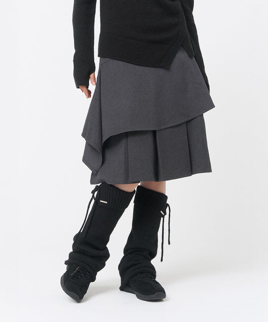 SEI LAYERED MIDI SKIRT CHARCOAL