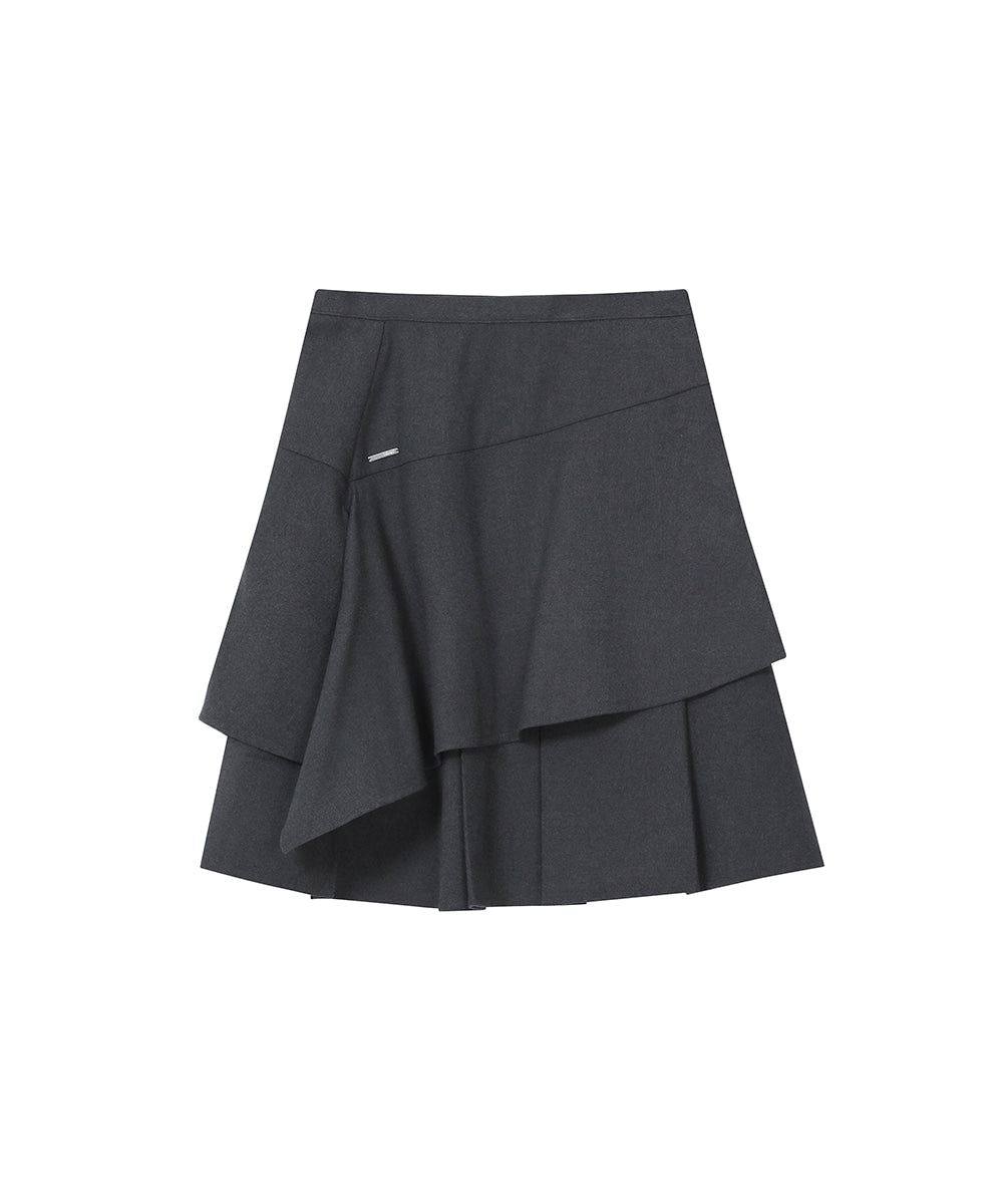 SEI LAYERED MIDI SKIRT CHARCOAL
