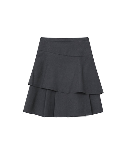 SEI LAYERED MIDI SKIRT CHARCOAL