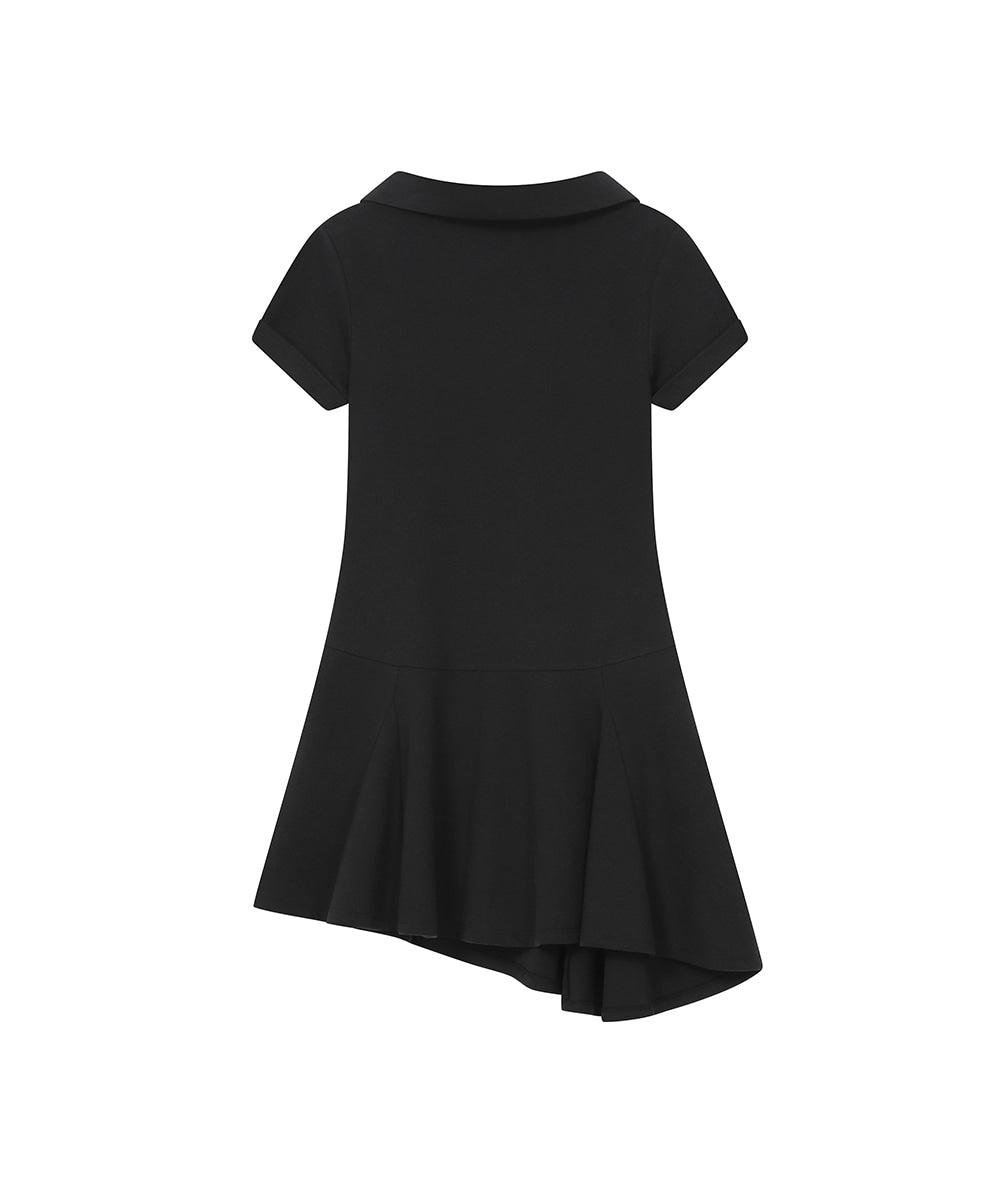 SLASH BUTTON FLARE ONE PIECE BLACK