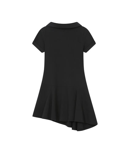 SLASH BUTTON FLARE ONE PIECE BLACK