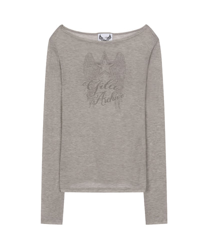 STAR WING SHEER LONG SLEEVE GREY