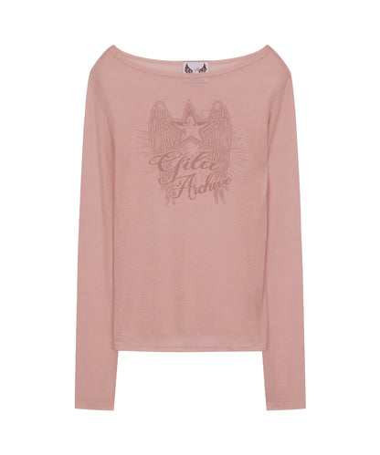 STAR WING SHEER LONG SLEEVE PINK