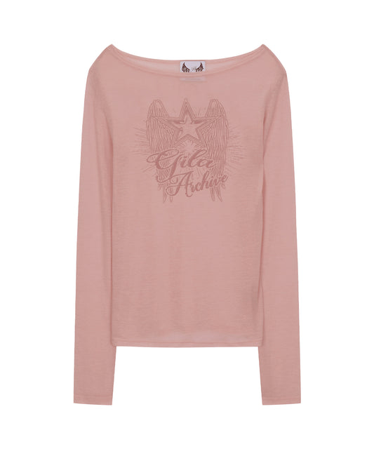 STAR WING SHEER LONG SLEEVE PINK