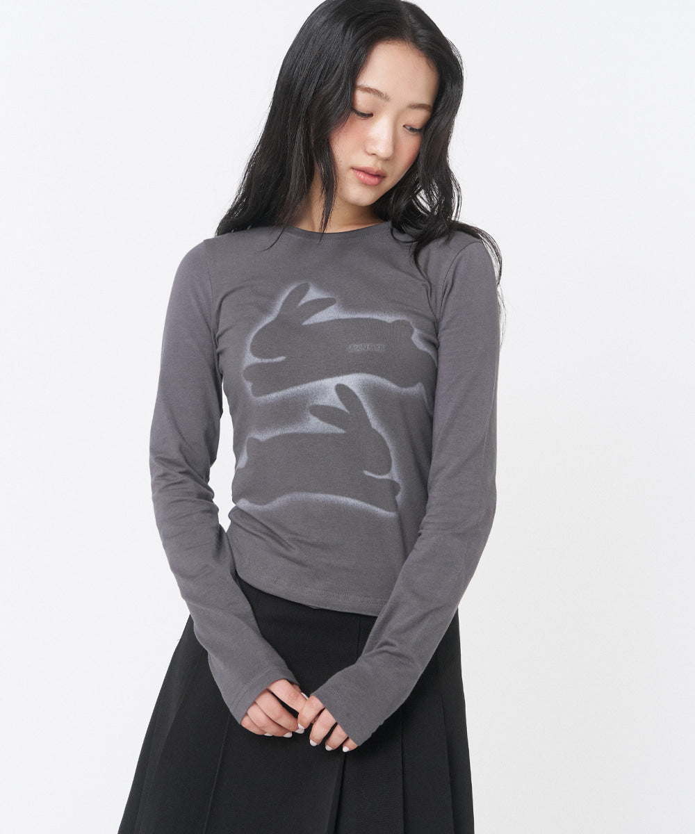 TWIN RABBIT LONG SLEEVES CHARCOAL